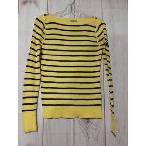 Lauren Jeans Co Sweater Ladies Medium Yellow Black Light Weight